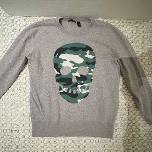 Aqua Skull Cashmere Sweater. 100% Cashmere